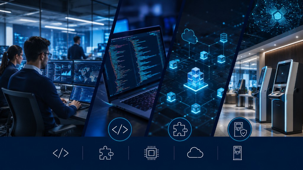 Tecnología y soluciones integrales: desarrollo, integraciones, tecnología y kioskos de efectivo.